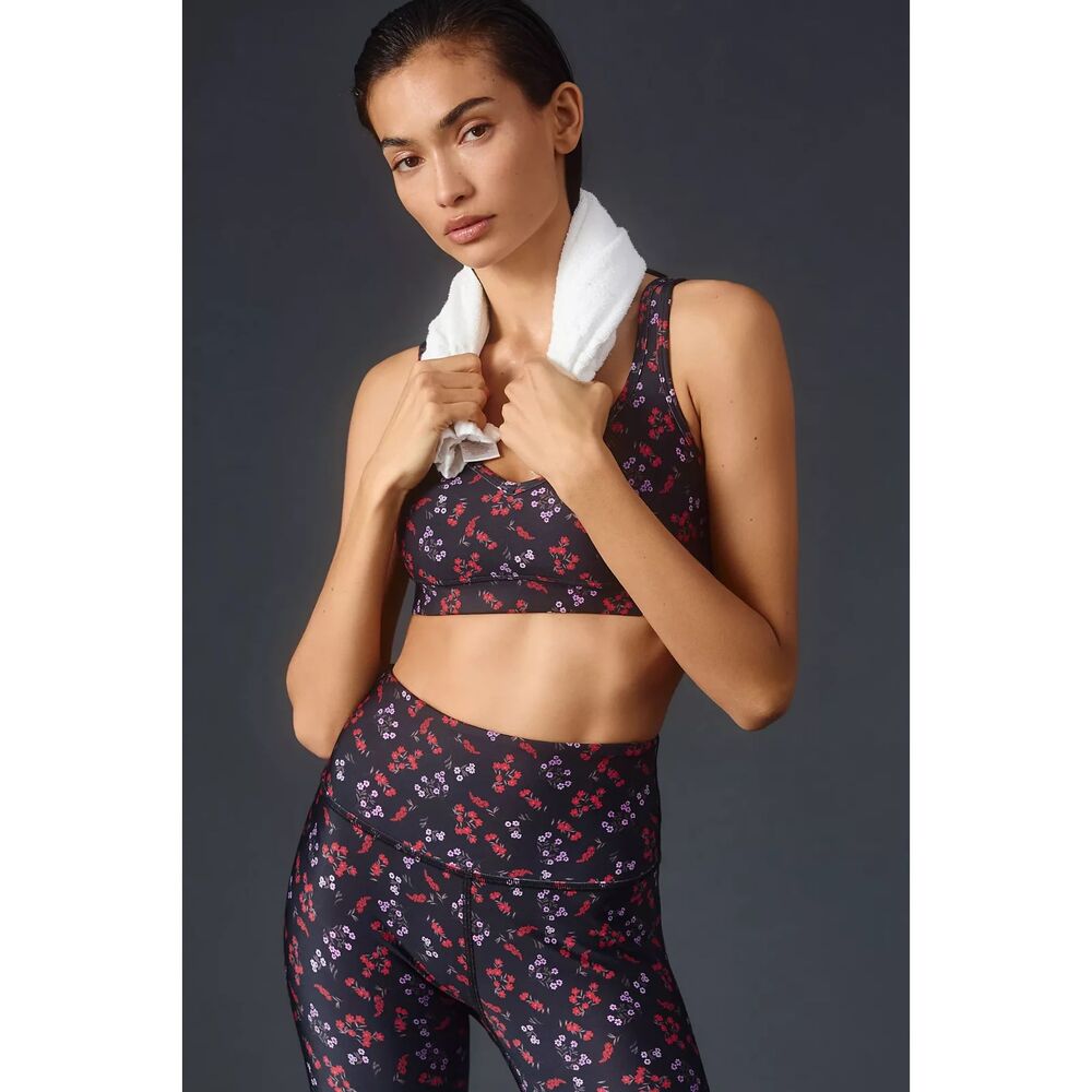 Beyond Yoga Power Play Scoop Neck Sports Bra Floral SZ Med NWT Activewear Train